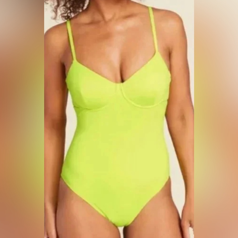 NWT Andie The Bermuda One Piece Swimsuit Womens Size XS Neon Green